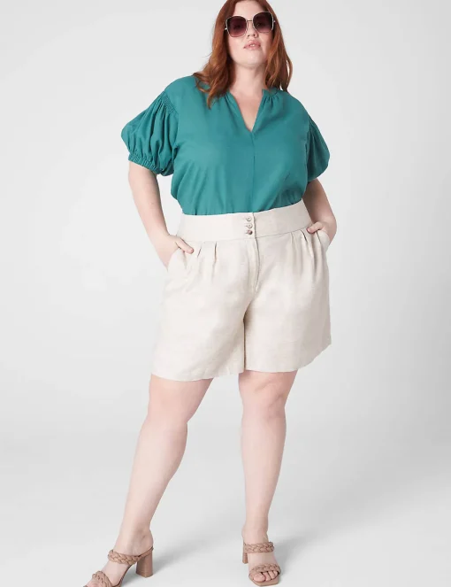 Crops, Capris And Shorts^Lane Bryant Linen City Short Flax Linen