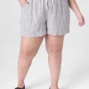 Crops, Capris And Shorts^Lane Bryant Linen Short Blue Ecru Stripe