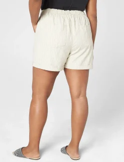 Shorts^Lane Bryant Linen Short With Roll Hem Oatmeal Stripe