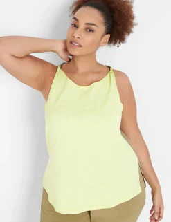 Livi Active Tops^Lane Bryant Livi Boatneck Twist-Shoulder Tank Sunny Lime