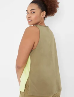 Livi Active Tops^Lane Bryant Livi Boatneck Twist-Shoulder Tank Sunny Lime