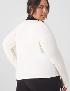 Livi Active Tops^Lane Bryant Livi Cozysoft Half-Zip Colorblock Cropped Pullover Ivory