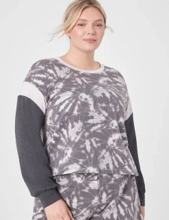 Livi Active Tops^Lane Bryant Livi Cozysoft Long-Sleeve Crew-Neck Sweatshirt Sunny Tie Dye