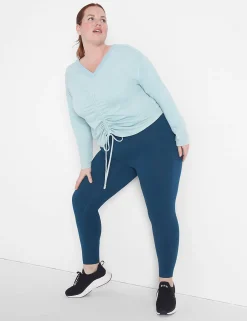Livi Active Tops^Lane Bryant Livi Crop Boatneck Ruched-Detail Sweatshirt Aquifer
