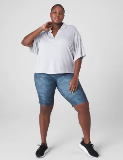 Livi Active Tops^Lane Bryant Livi Crop Short-Sleeve Polo Pullover Shirt Light Grey Heather