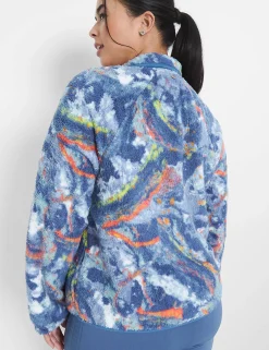 Jackets^Lane Bryant Livi Crop Snap-Up Sherpa Pullover Marbled Mosaic