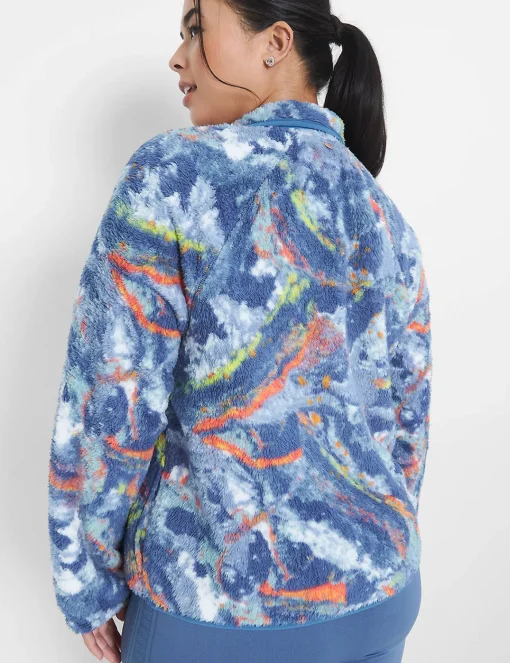 Jackets^Lane Bryant Livi Crop Snap-Up Sherpa Pullover Marbled Mosaic