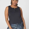 Livi Active Tops^Lane Bryant Livi Crop Snap-Up Wicking Tank Black
