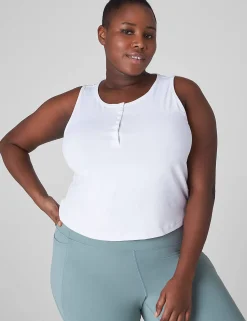 Livi Active Tops^Lane Bryant Livi Crop Snap-Up Wicking Tank White
