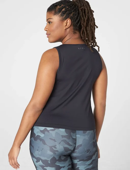 Livi Active Tops^Lane Bryant Livi Crop Snap-Up Wicking Tank Black