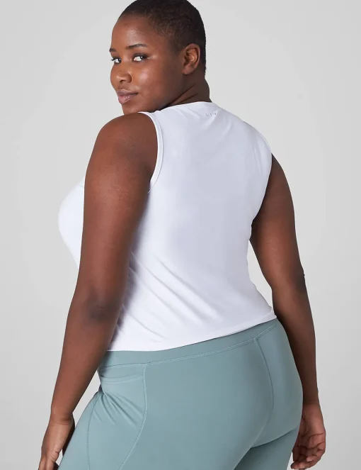 Livi Active Tops^Lane Bryant Livi Crop Snap-Up Wicking Tank White