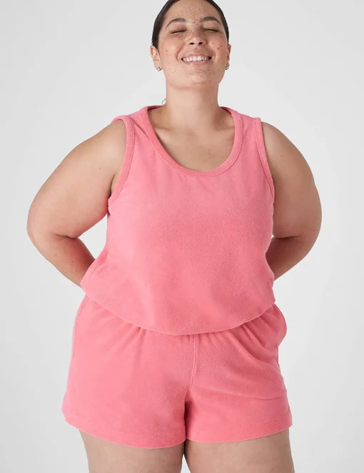 Livi Active Tops^Lane Bryant Livi Crop Towel Terry Tank Honeysuckle