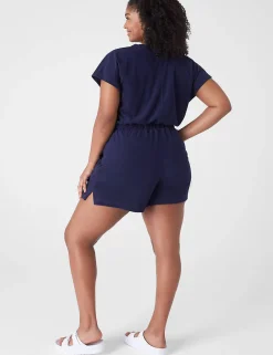 Casual^Lane Bryant Livi Faux-Wrap Towel Terry Romper Maritime Blue