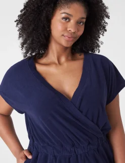 Jumpsuits & Rompers^Lane Bryant Livi Faux-Wrap Towel Terry Romper Maritime Blue