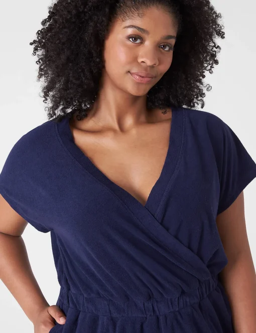 Jumpsuits & Rompers^Lane Bryant Livi Faux-Wrap Towel Terry Romper Maritime Blue