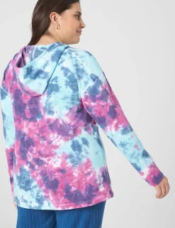 Livi Active Tops^Lane Bryant Livi French Terry Hoodie - Tie-Dye Leisure Time