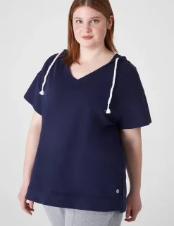Livi Active Tops^Lane Bryant Livi French Terry Short-Sleeve Hoodie Maritime Blue