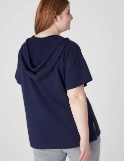 Livi Active Tops^Lane Bryant Livi French Terry Short-Sleeve Hoodie Maritime Blue
