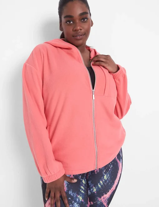 Jackets^Lane Bryant Livi Full-Zip Fleece Hoodie Sun Kissed Coral