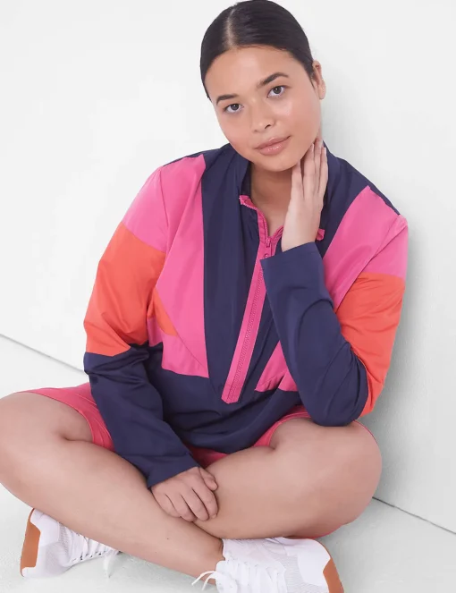 Jackets^Lane Bryant Livi Half-Zip Colorblock Windbreaker Jacket Maritime Blue