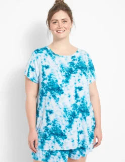 Livi Active Tops^Lane Bryant Livi High-Low Shirttail Hem Tee Spaced Tie Dye