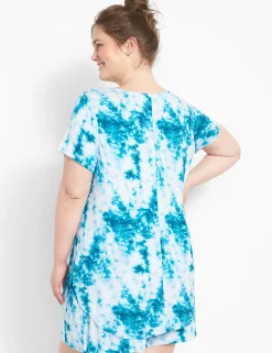 Livi Active Tops^Lane Bryant Livi High-Low Shirttail Hem Tee Spaced Tie Dye