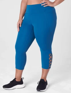 Crops And Capris^Lane Bryant Livi High-Rise Livi Soft Capri Legging - Strappy Hem Ink Blue