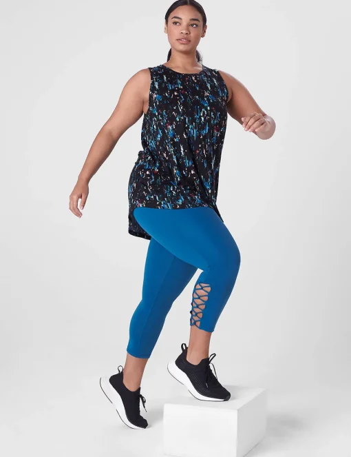 Crops And Capris^Lane Bryant Livi High-Rise Livi Soft Capri Legging - Strappy Hem Ink Blue