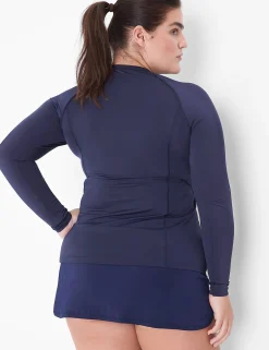 Swim Tops^Lane Bryant Livi Long-Sleeve Swim Rash Guard Maritime Blue