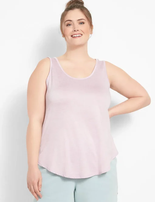 Livi Active Tops^Lane Bryant Livi Scoop-Neck Tank - Back Detail Fair Orchid