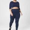 Livi Active Tops^Lane Bryant Livi Seamless Fitted Sleeve-Detail Crop Tee Maritime Blue
