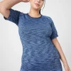 Livi Active Tops^Lane Bryant Livi Seamless Fitted Spacedye Top Maritime Blue