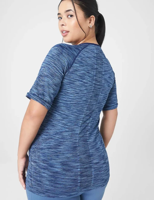 Livi Active Tops^Lane Bryant Livi Seamless Fitted Spacedye Top Maritime Blue