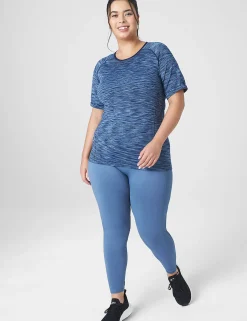 Livi Active Tops^Lane Bryant Livi Seamless Fitted Spacedye Top Maritime Blue