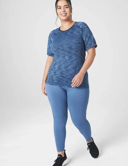 Livi Active Tops^Lane Bryant Livi Seamless Fitted Spacedye Top Maritime Blue