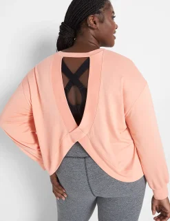Livi Active Tops^Lane Bryant Livi Soft Crop Back-Detail Recycled Sweatshirt Desert Flower