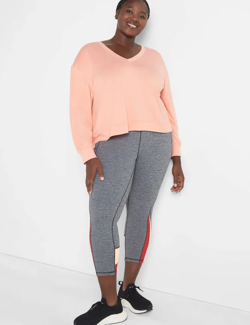 Livi Active Tops^Lane Bryant Livi Soft Crop Back-Detail Recycled Sweatshirt Desert Flower