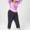 Livi Active Tops^Lane Bryant Livi Soft Crop Ruched-Side Top Purple Tie Dye