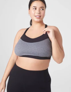 Sports Bras^Lane Bryant Livi Soft Wireless Low-Impact Sports Bra - Strappy Back Black Marl
