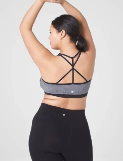 Sports Bras^Lane Bryant Livi Soft Wireless Low-Impact Sports Bra - Strappy Back Black Marl