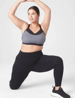 Sports Bras^Lane Bryant Livi Soft Wireless Low-Impact Sports Bra - Strappy Back Black Marl