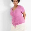 Livi Active Tops^Lane Bryant Livi V-Neck Ruched-Front Top Fiji Flower