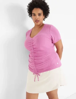 Livi Active Tops^Lane Bryant Livi V-Neck Ruched-Front Top Fiji Flower
