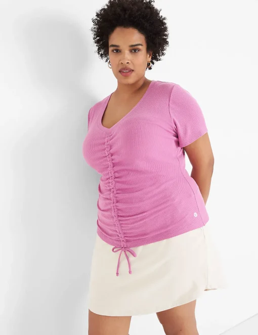 Livi Active Tops^Lane Bryant Livi V-Neck Ruched-Front Top Fiji Flower