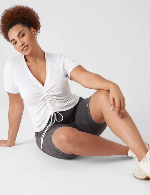 Livi Active Tops^Lane Bryant Livi V-Neck Ruched-Front Top White