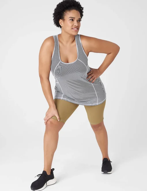 Livi Active Tops^Lane Bryant Livi Wicking Scoop-Neck Racerback Tank Grey Stripe