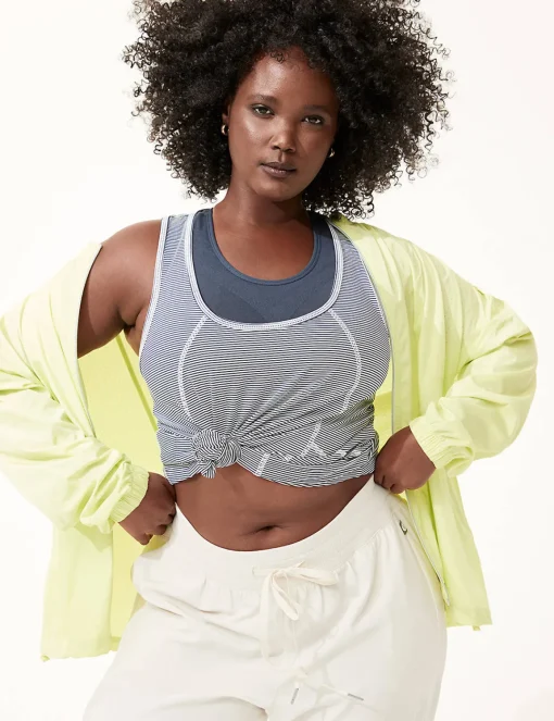 Livi Active Tops^Lane Bryant Livi Wicking Scoop-Neck Racerback Tank Grey Stripe