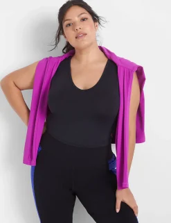 Livi Active Tops^Lane Bryant Livi Wicking V-Neck Crop Tank Black
