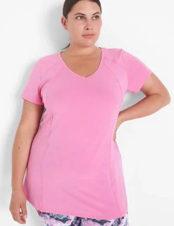 Livi Active Tops^Lane Bryant Livi Wicking V-Neck Performance Tee Fiji Flower