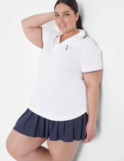 Livi Active Tops^Lane Bryant Livi Wicking V-Neck Performance Polo White